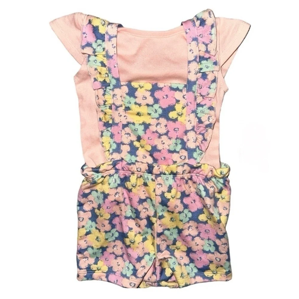 Wonder Nation Girls 12 Months Floral Jumpsuit With Bow Set New With Tags